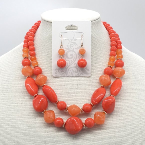 My Bead Emporium Jewelry - Water drop acrylic pendants necklace with matching earrings.